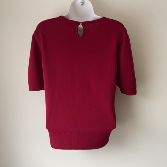 100% Wool WINDSOR HOUSE red knit short sleeve sweater Size 40 - Picture 2 of 3